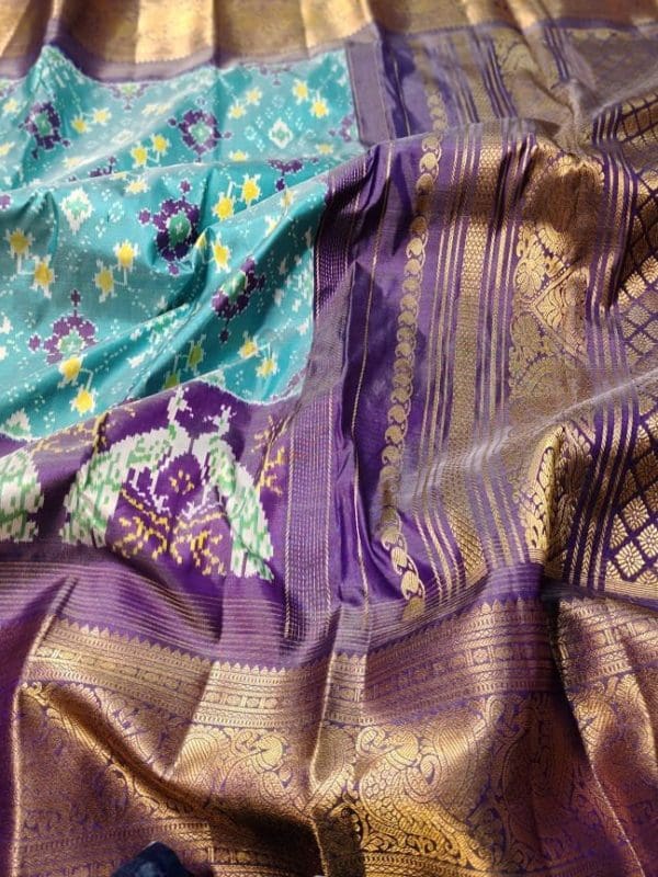 Pure handloom silk mark certified kanjivaram ikkat pattu saree