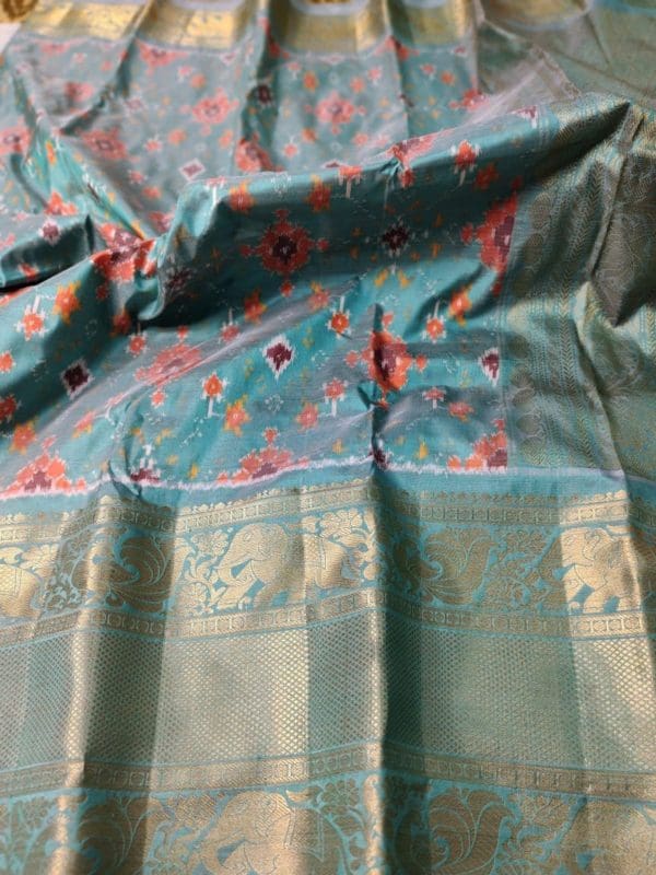 Pure handloom silk mark certified kanjivaram ikkat pattu saree