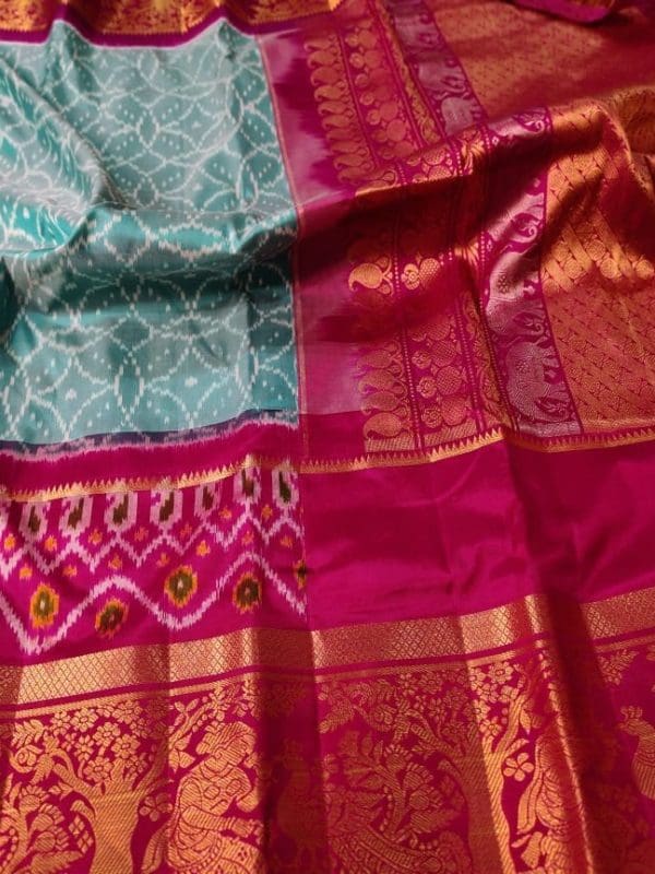 Pure handloom silk mark certified kanjivaram ikkat pattu saree