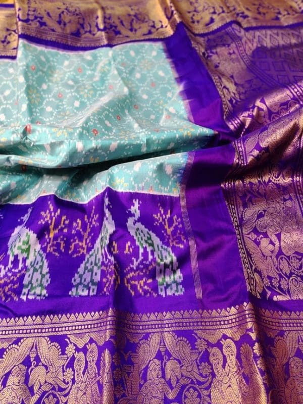 Pure handloom silk mark certified kanjivaram ikkat pattu saree