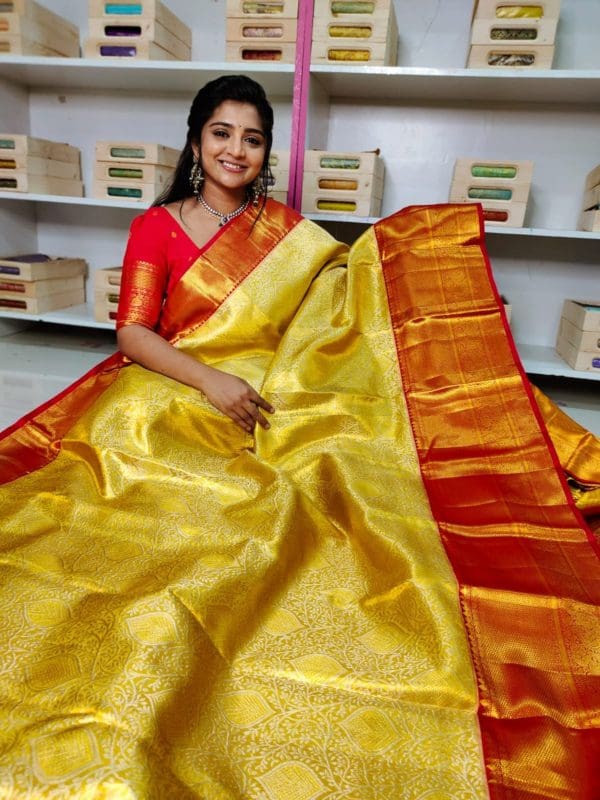 Pure handloom silk mark certified 24k gold 5g mark certified kanjivaram pattu saree