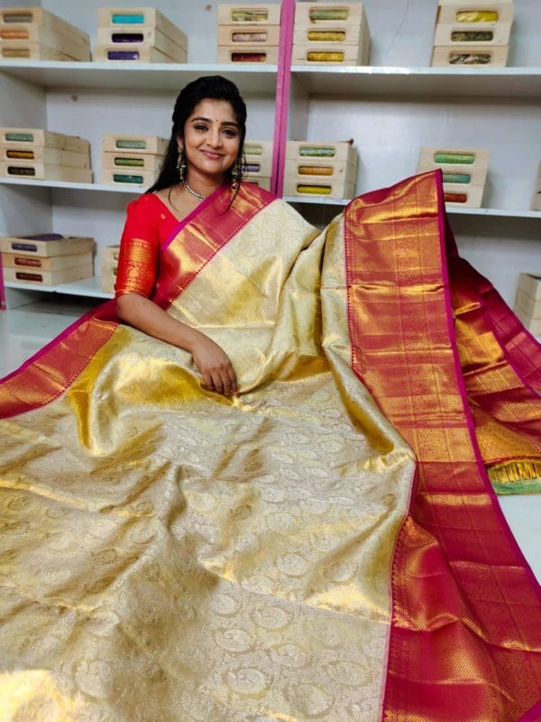 Pure handloom silk mark certified 24k gold 5g mark certified kanjivaram pattu saree