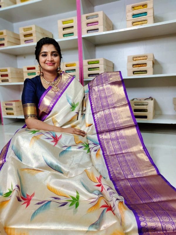 Kanchi tishu saree with digital printing saree