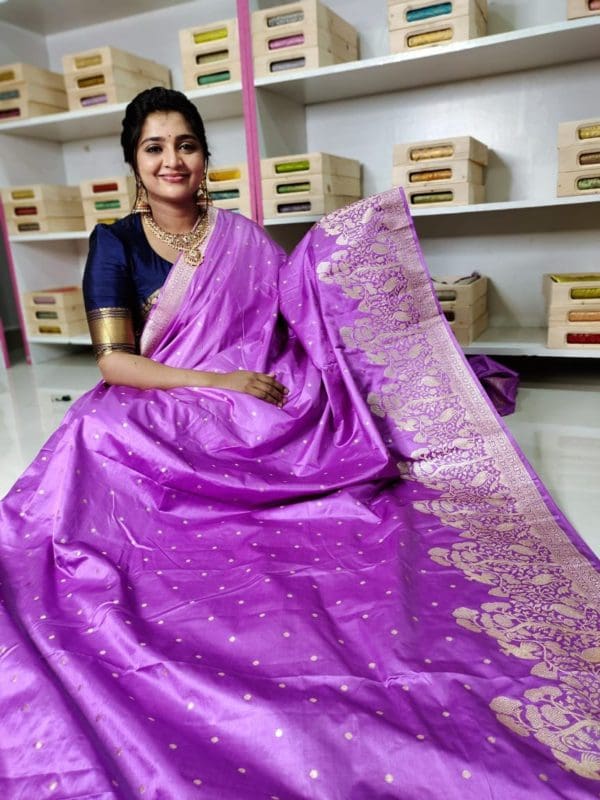 Banarasi mashroom silk saree with kanchi boaders