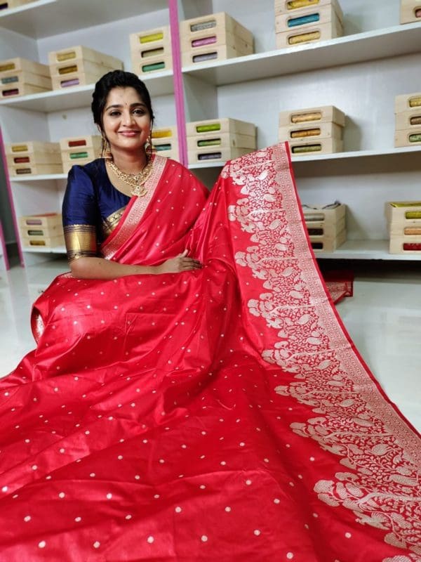 Banarasi mashroom silk saree with kanchi boaders