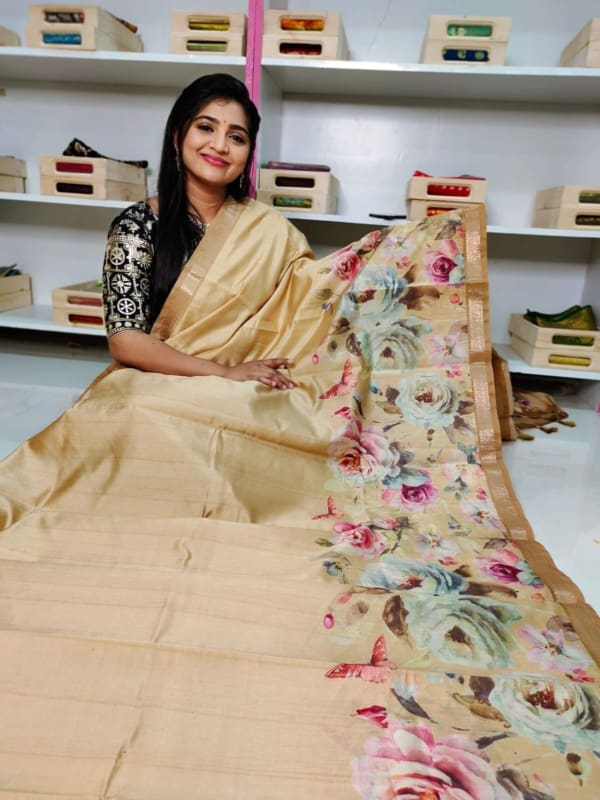 Tasuur Matka silk saree with digital printing saree with blouse
