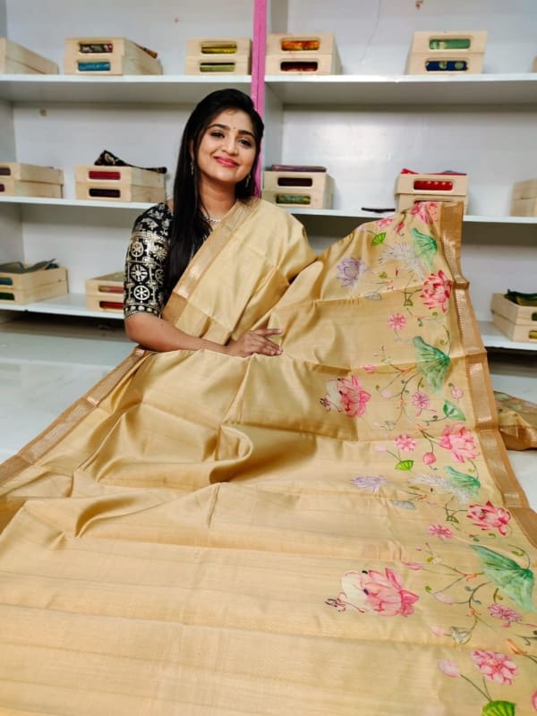 Tasuur Matka silk saree with digital printing saree with blouse
