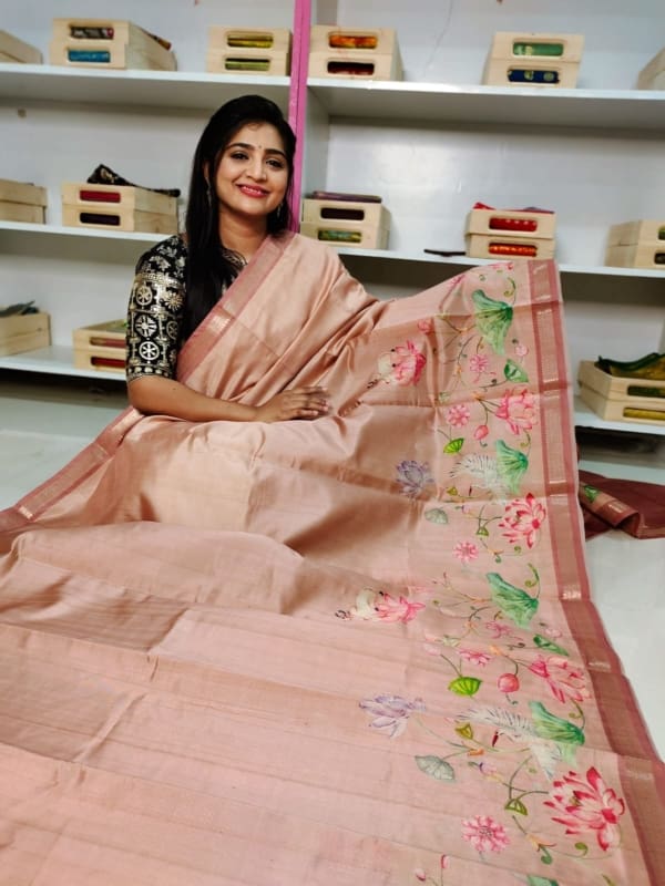 Tasuur Matka silk saree with digital printing saree with blouse