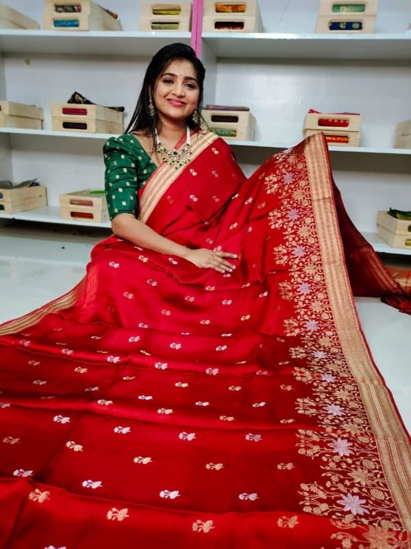 Pure mashroom silk saree