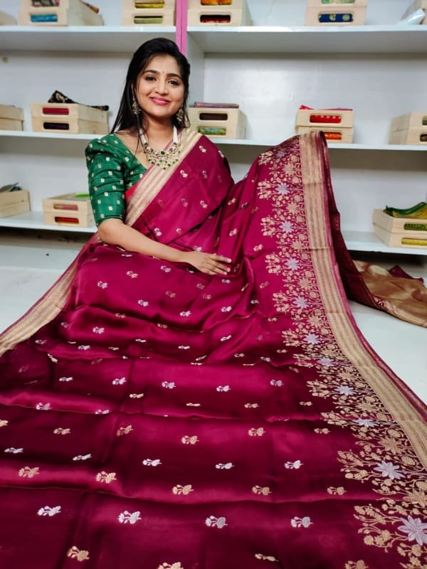 Pure mashroom silk saree