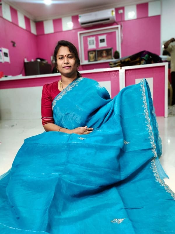 Tussur organza silk sarees