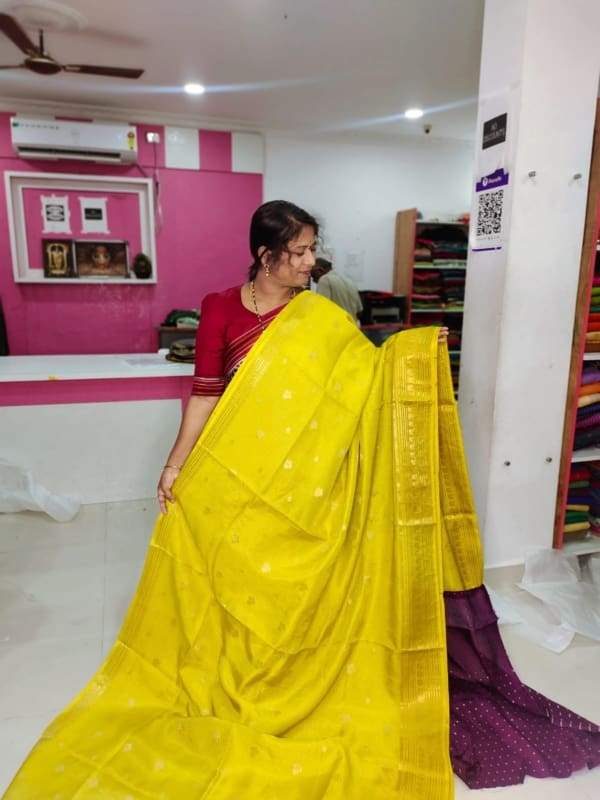 Rawmango silk sarees kanchi style saree with contrast blouse