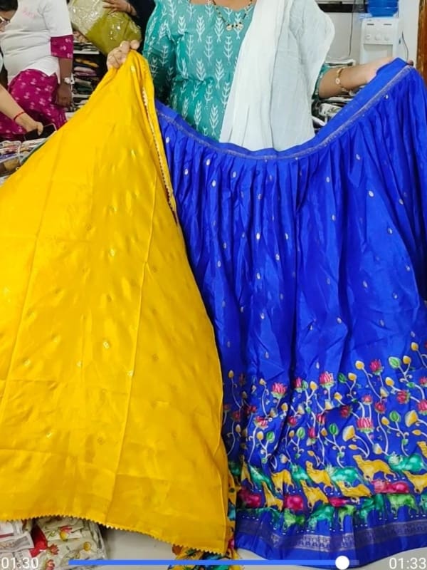 Kalamkari crep lehangas