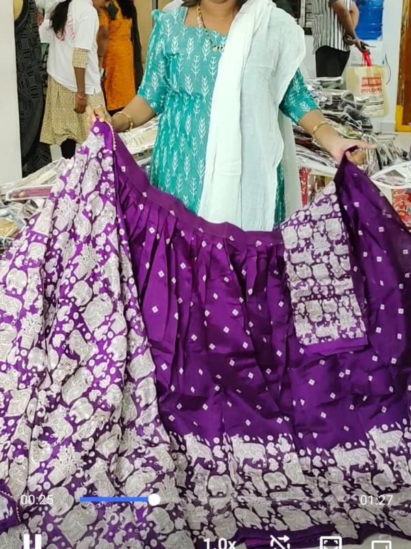 Kalamkari crep lehangas