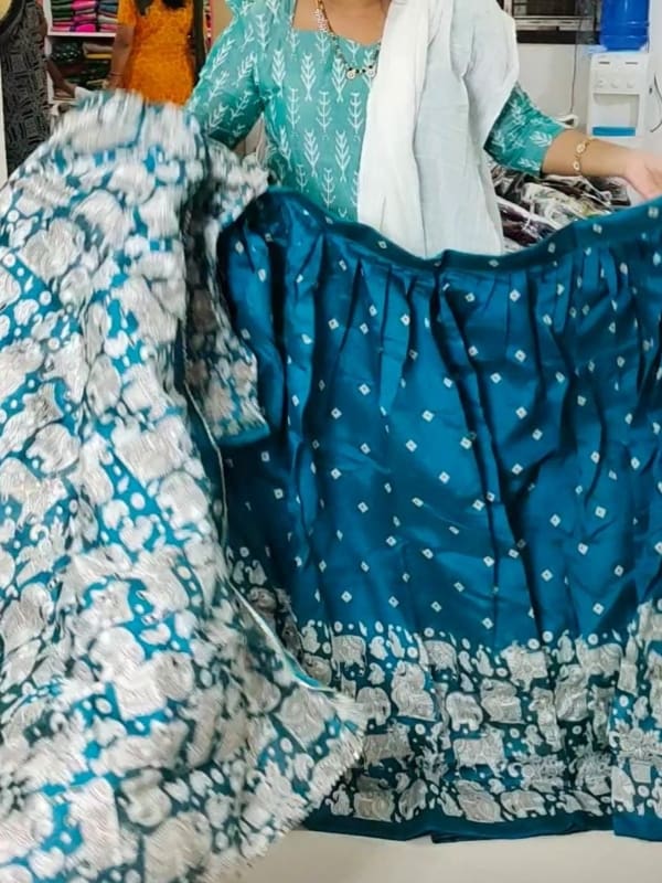 Kalamkari crep lehangas