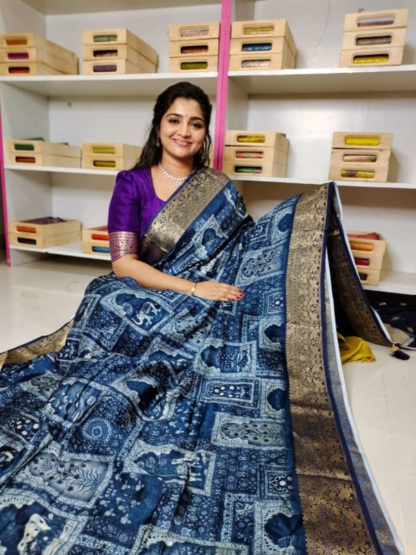 Pure digital dola silk sarees