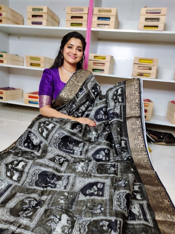 Pure digital dola silk sarees