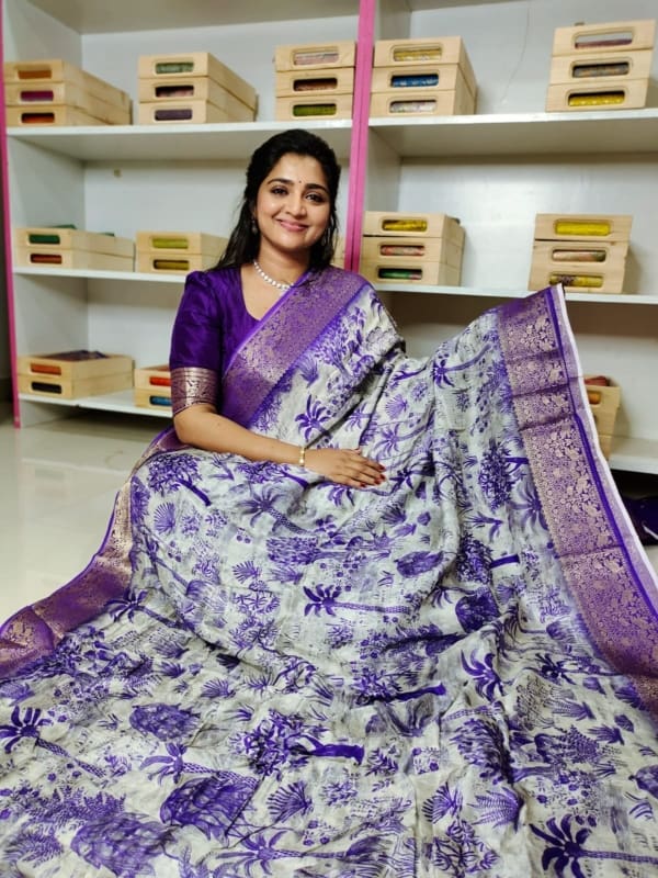 Pure digital dola silk sarees