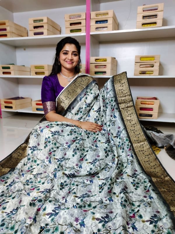 Pure digital dola silk sarees