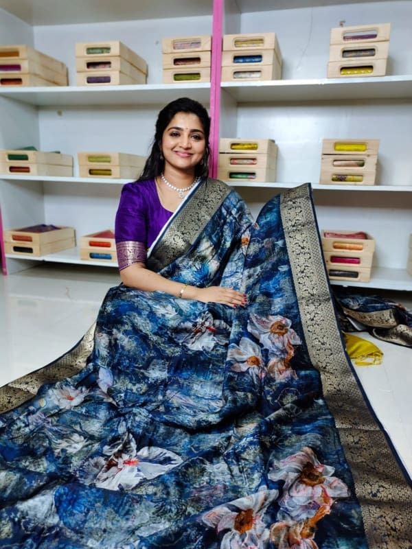 Pure digital dola silk sarees