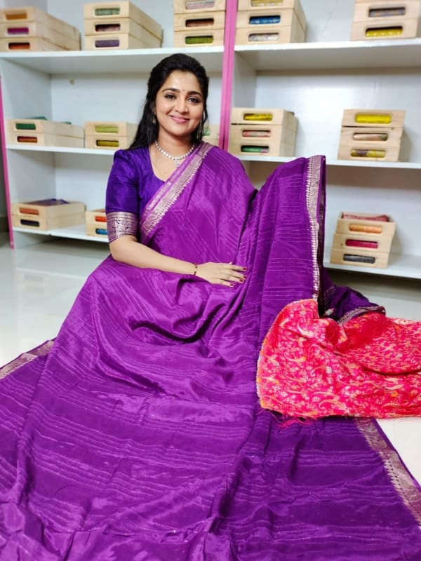 Pure chinnan silk saree with designer blouse