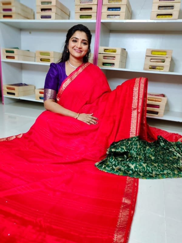 Pure chinnan silk saree with designer blouse