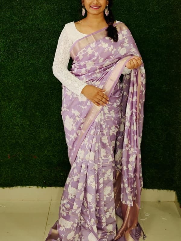 Binni crep silk saree with digital printing saree