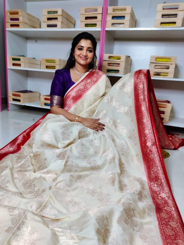 Matka crepsilk saree with contrast kanchi boaders with contrast blouse and pallu