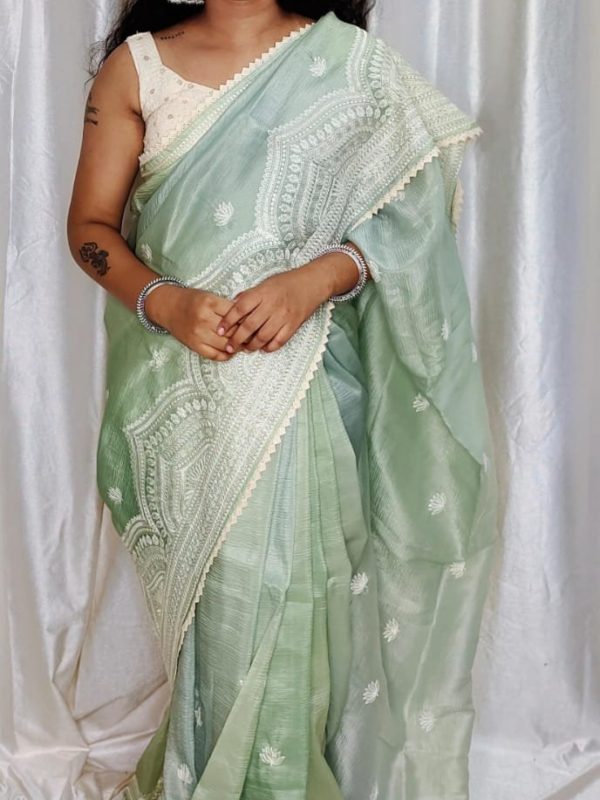 Tussur crush silk saree