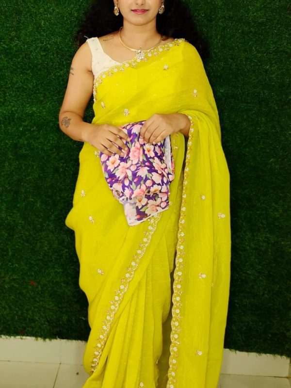 Tussur organza crush silk sarees
