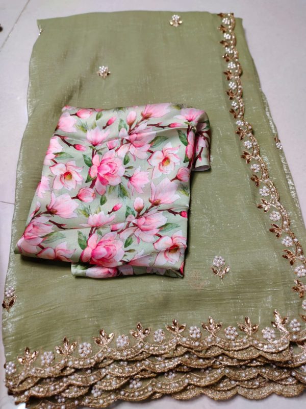 Tussur organza crush silk sarees