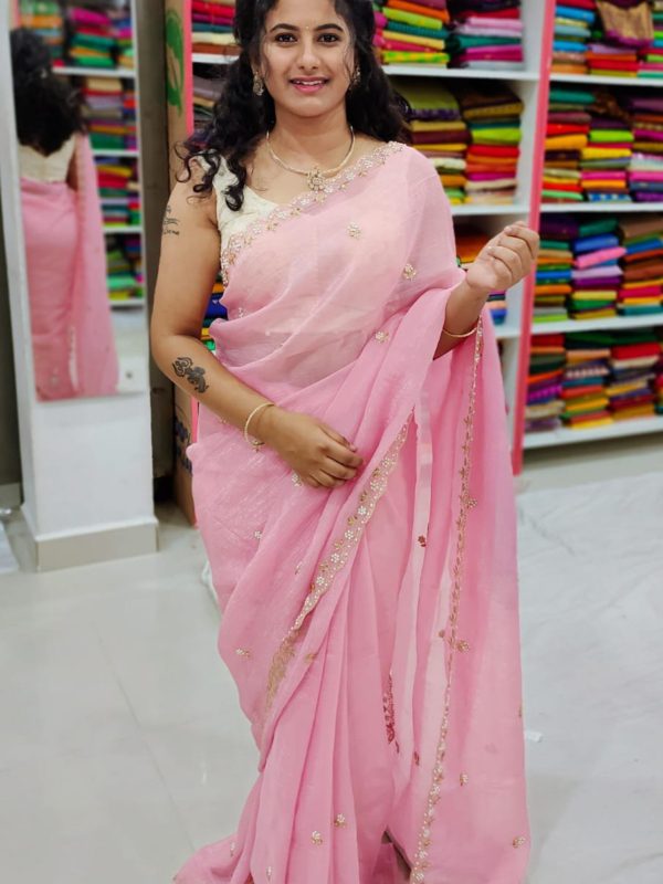Tussur crush silk saree