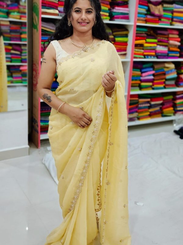 Tussur crush silk saree