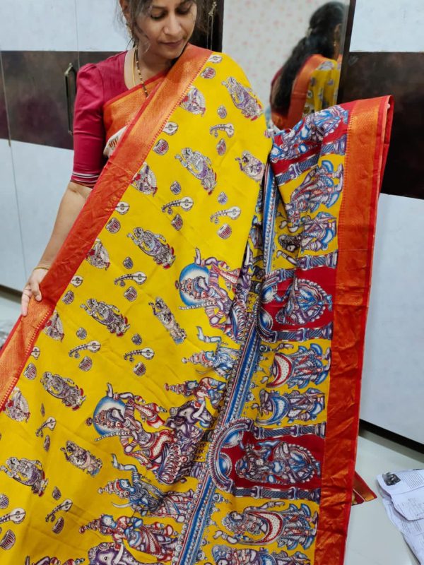 Mangala giri pattu sarees kalamkari silk sarees