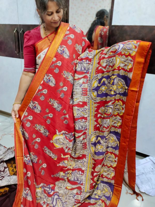 Mangala giri pattu sarees kalamkari silk sarees