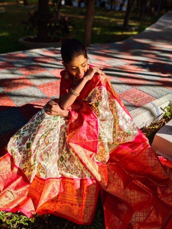 unique exclusive designer trill patola ikkat pattu sarees with Rich fallu with with kanchi boader